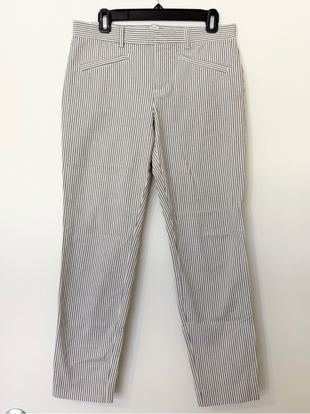 GAP Skinny Ankle Pants Gray Pinstripe Zip Front, Size 6